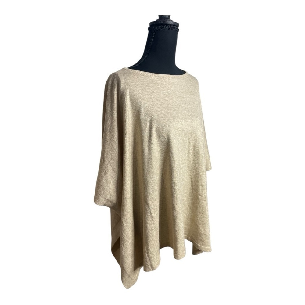 Puli Cream Classic Modern Minimalist Layering Poncho OS - Picture 2 of 6